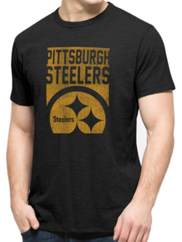 Schwarzes Scrum-T-Shirt aus weicher Baumwolle mit Blocklogo der Marke Pittsburgh Steelers 47 – sportlich