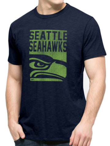 Seattle Seahawks 47 Brand Marineblaues Block-Logo-Scrum-T-Shirt aus weicher Baumwolle – sportlich