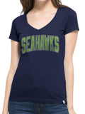 Seattle Seahawks 47 Brand Women Navy MVP Flanker V-Neck T-Shirt - Sporting Up