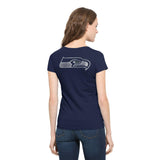 Seattle Seahawks 47 Brand Damen Marineblaues MVP-Flanker-T-Shirt mit V-Ausschnitt – sportlich