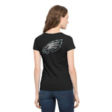 Schwarzes MVP-Flanker-T-Shirt mit V-Ausschnitt der Marke Philadelphia Eagles 47 für Damen – sportlich