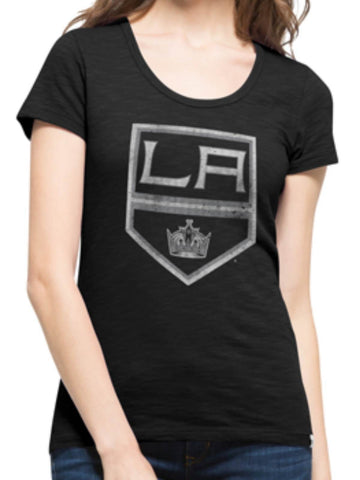 Tiefschwarzes Scrum-T-Shirt der Marke Los Angeles Kings 47 für Damen mit U-Ausschnitt – sportlich