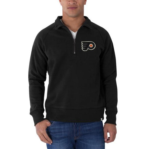 Schwarzes Pullover-Sweatshirt der Marke Philadelphia Flyers 47 mit Kreuzkaromuster und 1/4-Reißverschluss – sportlich