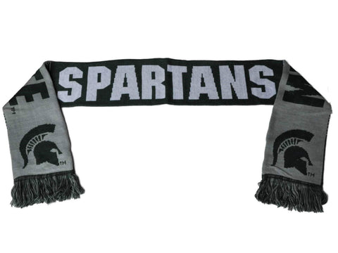 Michigan state spartans fc verde reversible logo dividido acrílico punto bufanda de invierno - deportivo