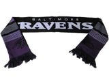 Baltimore ravens fc lila svart vändbar delad logotyp akrylstickad vinterscarf - sportig