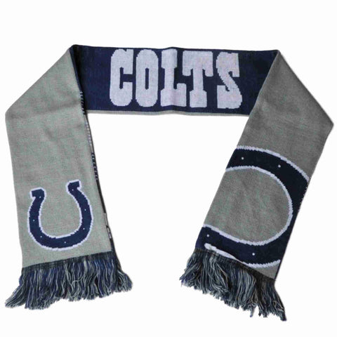 Shop Indianapolis Colts FC Navy Gray Reversible Split Logo Acrylic Knit Winter Scarf - Sporting Up