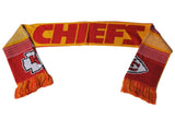 Kansas City Chiefs FC Red Gold Reversible Split Logo Acrylic Knit Winter Scarf - Sporting Up