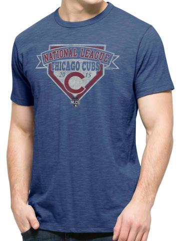 Handla chicago cubs 47 märke 2015 nlcs mlb eftersäsong scrum blå t-shirt - sporting up