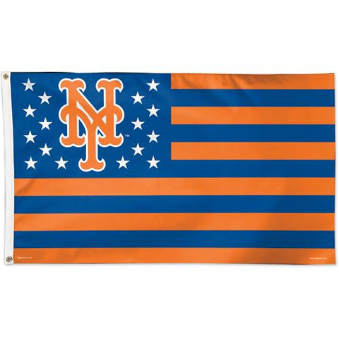 Bandera de lujo para interiores y exteriores WinCraft Stars & Stripes de los Mets de Nueva York (3' x 5') - Sporting Up