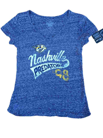 Camiseta Nashville predators saag azul marino ligera de manga corta con cuello en V - sporting up