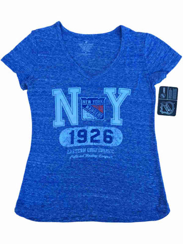 T-shirt léger bleu à manches courtes et col en V pour femme des Rangers de New York Saag - Sporting Up