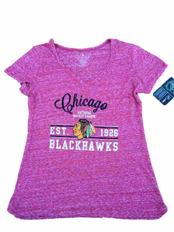 Camiseta roja ligera de manga corta con cuello en V para mujer Chicago Blackhawks saag - sporting up
