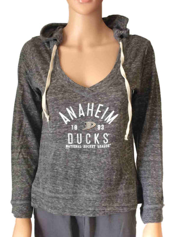 Shop Anaheim Ducks SAAG Women Gray Lightweight Pullover Hoodie Sweatshirt - Sporting Up