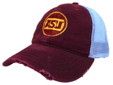 Arizona state sun devils retro märke röd sliten mesh vintage justera snap hatt cap - sporting up
