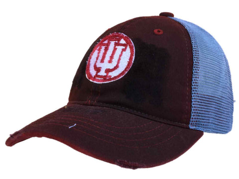 Indiana Hoosiers Retro-Markenmütze mit verstellbarer Snapback-Mütze aus rotem, abgenutztem Mesh im Vintage-Stil – sportlich