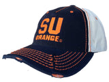 Syracuse Orange Retro Brand Navy Beige Stitched Worn Style Snapback Hat Cap - Sporting Up