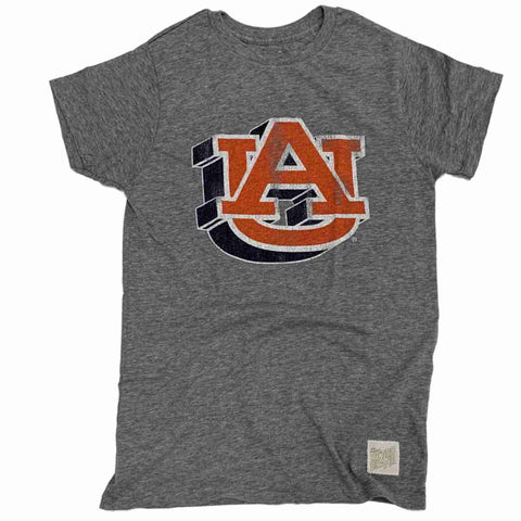 T-shirt à manches courtes tri-mélange doux gris clair de marque rétro Auburn Tigers - Sporting Up