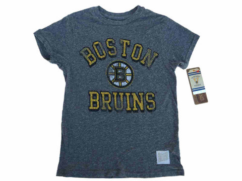 Boston bruins retromärke ungdomsgrå mjuk tri-blend kortärmad t-shirt - sportig