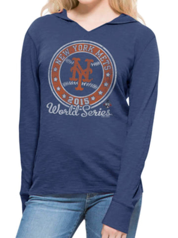 New York Mets 47 Brand Women 2015 World Series Primetime Hooded LS T-Shirt - Sporting Up