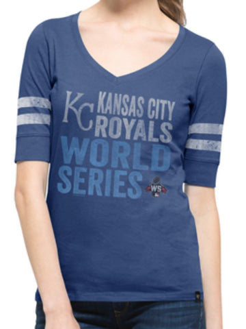 Shop Kansas City Royals 47 Brand Women 2015 World Series Blue V-Neck T-Shirt - Sporting Up