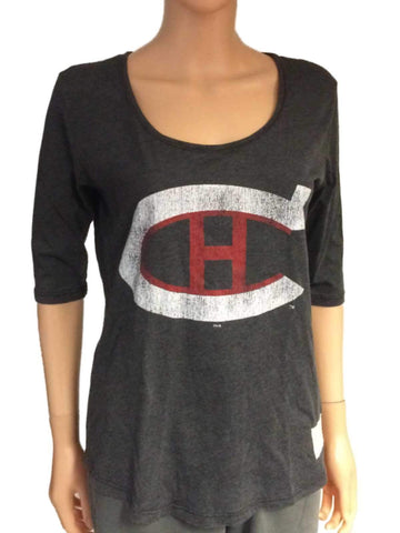 Montreal Canadiens Retro Brand Women Gray 3/4 Sleeve Boyfriend T-Shirt - Sporting Up