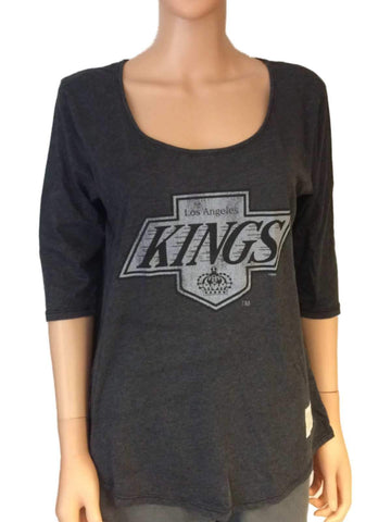 Los Angeles Kings Retro Brand Women Gray 3/4 Sleeve Boyfriend T-Shirt - Sporting Up