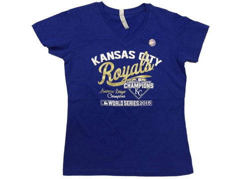 Camiseta con cuello en V de campeones de la liga americana de 2015 de Kansas City Royals saag para mujer - sporting up