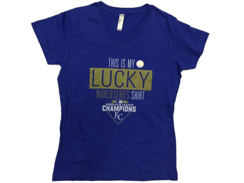Kansas City Royals Saag Damen 2015 World Series Lucky T-Shirt mit V-Ausschnitt – sportlich
