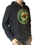 Minnesota Wild Retro Brand Gray TriBlend Fleece Zip Up Hoodie Jacket - Sporting Up