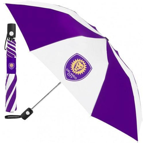 Shop Orlando City SC MLS WinCraft Purple White 42" Automatic Folding Umbrella - Sporting Up