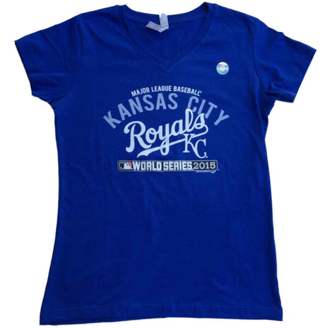 Kansas City Royals Saag Damen 2015 World Series Blaues T-Shirt mit V-Ausschnitt – sportlich