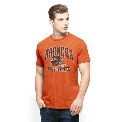Orangefarbenes 1960-Banner-Scrum-T-Shirt der Marke Denver Broncos 47 aus weicher Baumwolle – sportlich