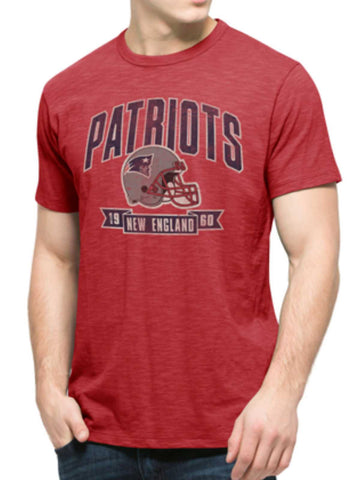 New england patriots 47 märke röd mjuk bomull 1960 banner scrum t-shirt - sporting up