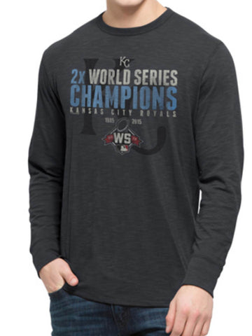Shop Kansas City Royals 47 Brand 2015 2X Multi World Series Champs LS Scrum T-Shirt - Sporting Up