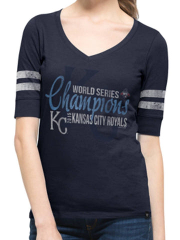 Shop Kansas City Royals 47 Brand Women 2015 World Series Champions Striped T-Shirt - Sporting Up