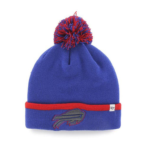 Shop Buffalo Bills 47 Brand Blue Red Baraka Knit Cuffed Poofball Beanie Hat Cap - Sporting Up