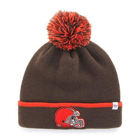 Shop Cleveland Browns 47 Brand Brown Orange Baraka Knit Cuff Poofball Beanie Hat Cap - Sporting Up