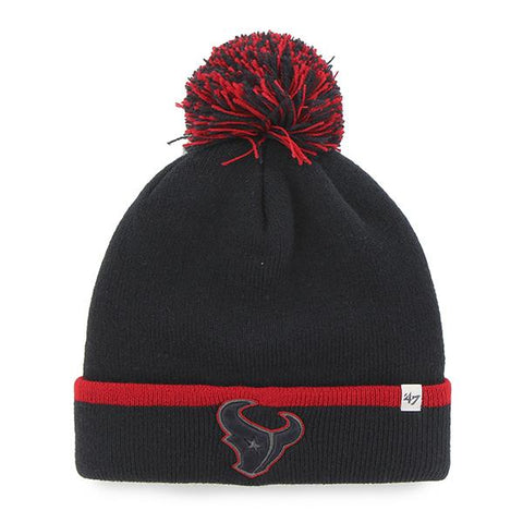 Houston Texans 47 Brand Navy Red Baraka Knit Cuffed Poofball Beanie Hat Cap - Sporting Up