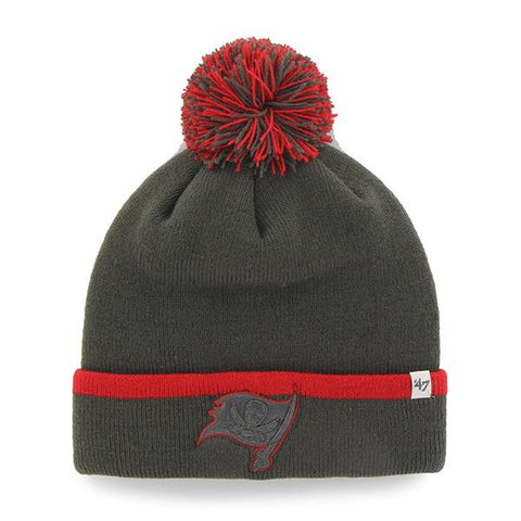 Shop Tampa Bay Buccaneers 47 Brand Gray Red Baraka Knit Cuff Poofball Beanie Hat Cap - Sporting Up