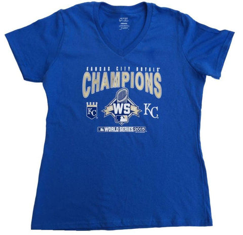 Kansas city royals saag kvinnor 2015 världsserien mästare trofé t-shirt - sporting up