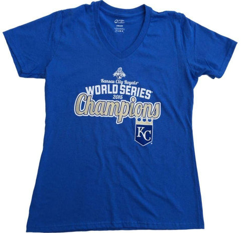 Compre camiseta azul de campeones de la serie mundial 2015 para mujer de kansas city royals saag - sporting up