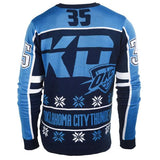 Oklahoma city thunder fc azul marino kevin durant #35 kd knit player feo suéter - deportivo