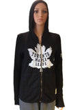 Veste à capuche zippée à mélange quadruple noir de marque rétro des Maple Leafs de Toronto pour femmes - Sporting Up