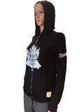 Toronto maple leafs marca retro mujer negro quad blend chaqueta con capucha y cremallera - sporting up