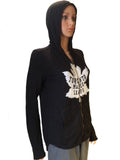 Toronto Maple Leafs Retro Brand Women Black Quad Blend Zip Up Hoodie Jacket - Sporting Up