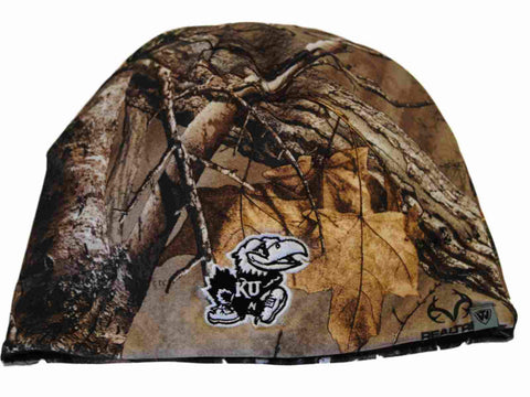 Kansas Jayhawks remorquage camo brown trap 1 bonnet d'hiver en tricot réversible - faire du sport