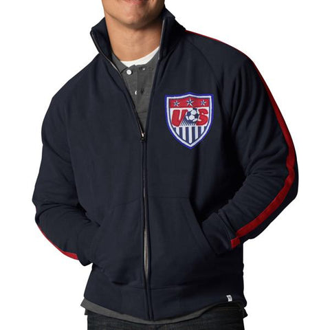 Shoppen Sie die Navy Scrimmage-Trainingsjacke der Fußballmannschaft 47 der Marke USA, mit Reißverschluss – sportlich