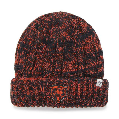 Chicago Bears 47 Brand Women Orange Navy Prim Cuff Knit Beanie Hat Cap - Sporting Up