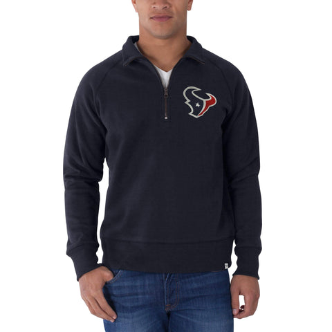 Sudadera tipo jersey con cuadros cruzados y cremallera de 1/4 en azul marino de otoño de la marca Houston Texans 47 - sporting up