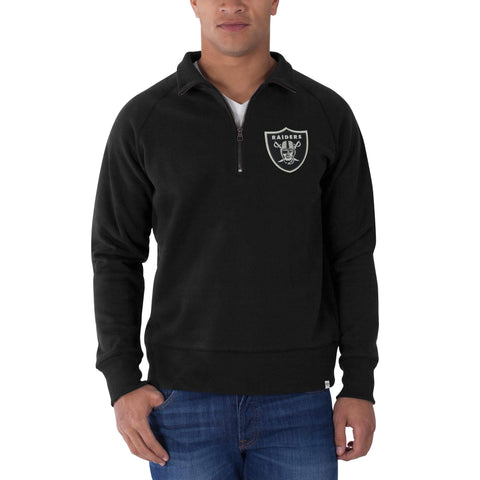 Shop Las Vegas Raiders 47 Brand Jet Black 1/4 Zip Cross-Check Pullover Sweatshirt - Sporting Up